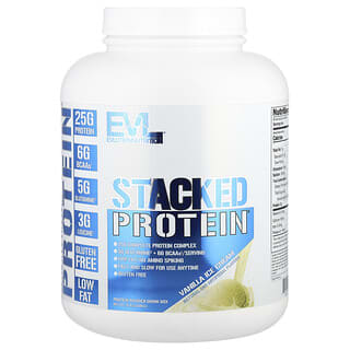 EVLution Nutrition, Stacked Protein（スタックドプロテイン）、バニラアイスクリーム、2,268kg（5ポンド）