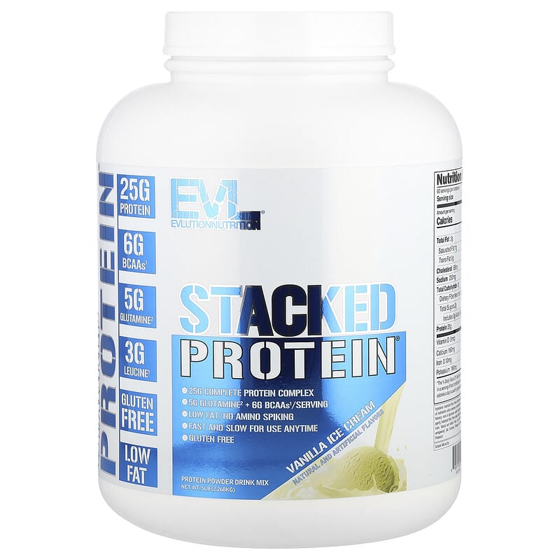 Stacked Protein® Powder, Vanilla Ice cream, 5 lb (2,268 kg)