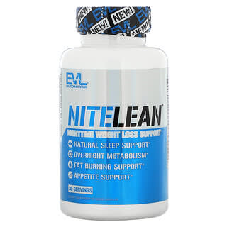 EVLution Nutrition, NiteLean，夜間輕體幫助，30 粒素食膠囊