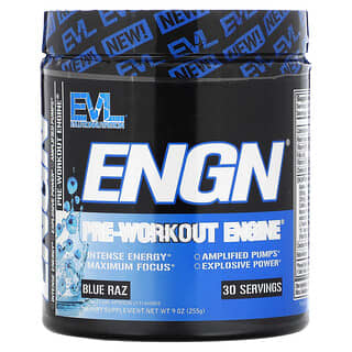 EVLution Nutrition, ENGN（エンジン）Pre-workout Engine（プレワークアウトエンジン）、ブルーラズ味、255g（9オンス）