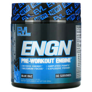 EVLution Nutrition, Moteur de pré-entraînement ENGN, Saveur Blue Raz, 255 g