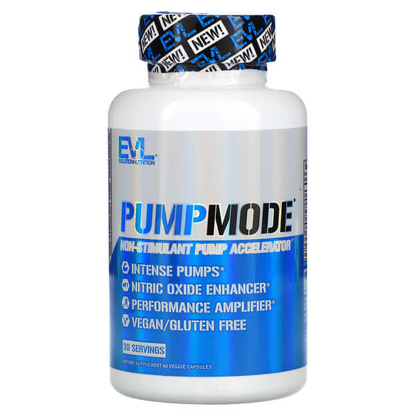 EVLution Nutrition, PumpMode、 Non-Stimulant Pump Accelerator、ベジカプセル60粒