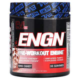 EVLution Nutrition, ENGN（エンジン）、Pre-Workout Engine（プレワークアウト エンジン）、リングキャンディ、264g（9.3オンス）
