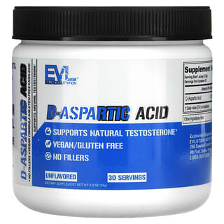 EVLution Nutrition, Ácido D-aspártico, sin sabor, 94 g (3,3 oz)