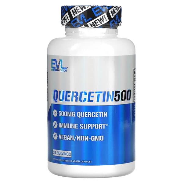 EVLution Nutrition, ケルセチン500、500mg、ベジカプセル30粒