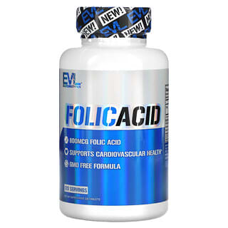 EVLution Nutrition, Folic Acid, 800 mcg, 120 Tablets