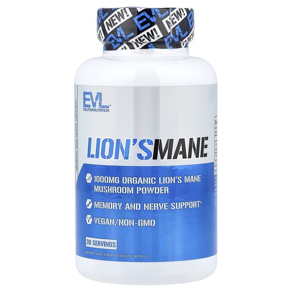 EVLution Nutrition, Lion's Mane, 60 Veggie Capsules (500 mg per Capsule) — product photo 1