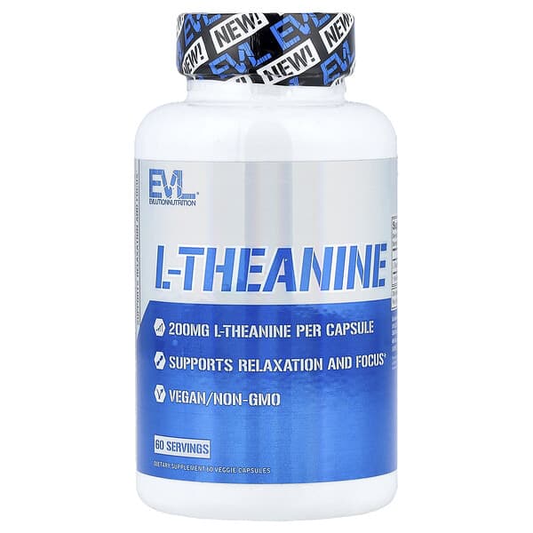 EVLution Nutrition, L-Theanine, 200 mg, 60 Veggie Capsules — product photo 1
