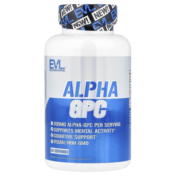 EVLution Nutrition Alpha GPC, 60 Veggie Capsules (300 mg per Capsule)