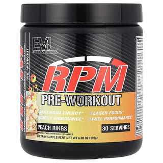EVLution Nutrition, RPM, Pre-Workout, Peach Rings, 6.88 oz (195 g)