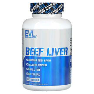 EVLution Nutrition, Beef Liver, Rinderleber, 3.000 mg, 120 Kapseln (750 mg pro Kapsel)