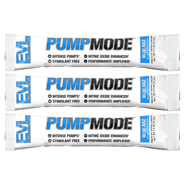 EVLution Nutrition, Pump Mode, Blue Raz, 3 Sticks, 0.3 oz (9.2 g) Each