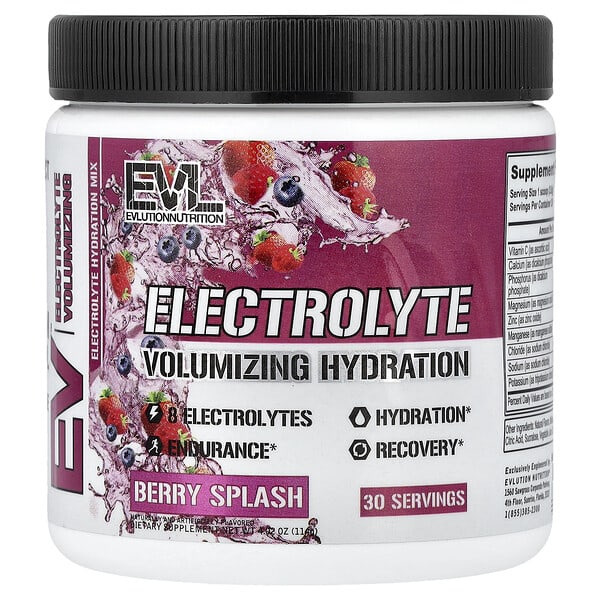 EVLution Nutrition, Elektrolit Hacim Verici Nemlendirici, Berry Splash, 4.02 oz (114 g)