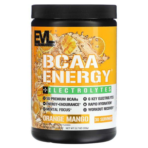 EVLution Nutrition, BCAA Energy Plus Electrolytes, Orange Mango, 11.7