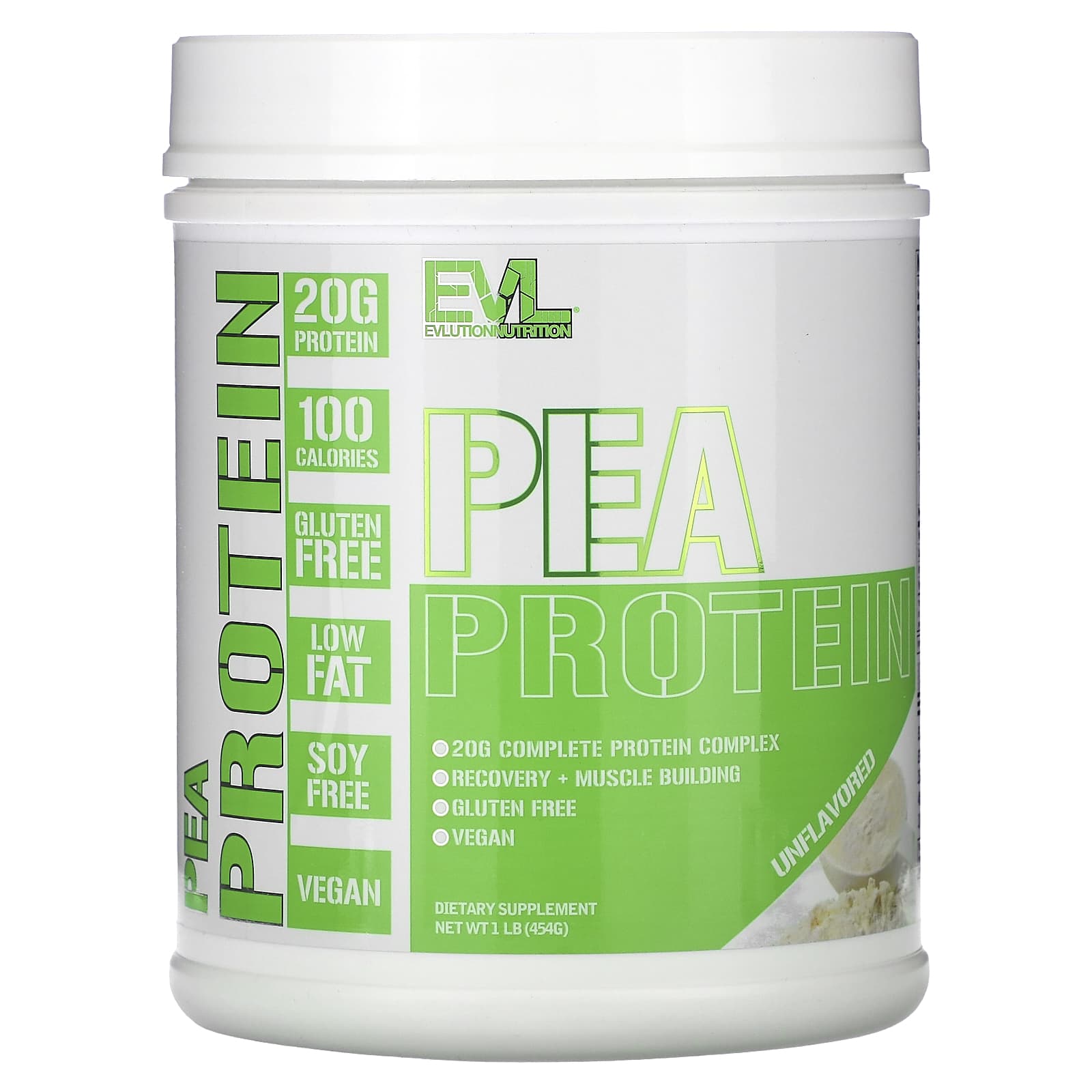 EVLution Nutrition, Pea Protein, Unflavored, 1 lb (454 g)