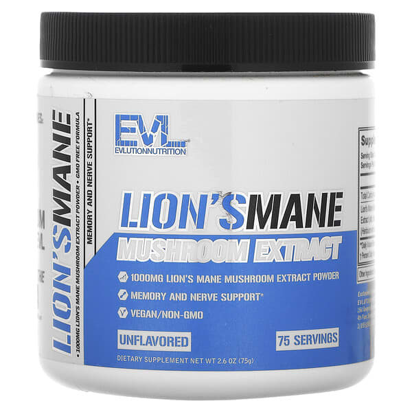 EVLution Nutrition, 노루궁뎅이버섯 추출물, 무맛, 75g(2.6oz)
