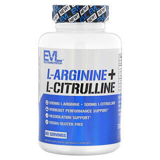 EVLution Nutrition, L-arginina + L-citrulina`` 120 cápsulas vegetales