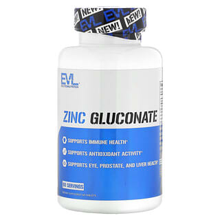 EVLution Nutrition, Zinc Gluconate, 60 Tablets