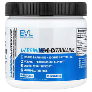EVLution Nutrition, L-Arginina+l-citrulina, fara aroma, 5,29 oz (150 g)