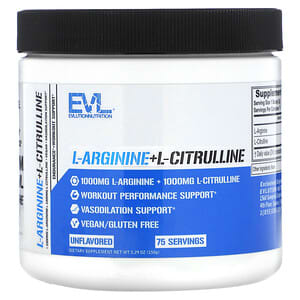 EVLution Nutrition, L-Arginine+l-Citrulline, Unflavored, 5.29 oz (150 g)