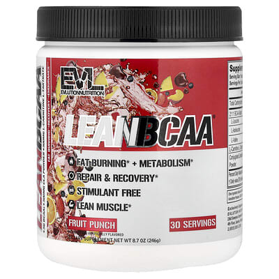 EVLution Nutrition, Lean BCAA®, Fruit Punch, 8.7 oz (246 g)