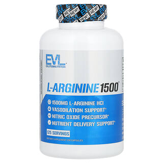 EVLution Nutrition, L-arginine 1500, 1500 mg, 250 capsules (750 mg par capsule)