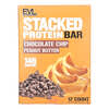 Stacked Protein Bar, Chocolate Chip Peanut Butter, gestapelter Proteinriegel, Erdnussbutter mit Schokoladenstückchen, 12 Riegel, je 65 g (2,29 oz.).