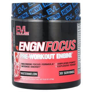 EVLution Nutrition, ENGN Focus, moteur de pré-entraînement, Pastèque, 270 g