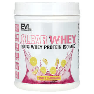 EVLution Nutrition, Clear Whey, 100 % isolat de protéines de lactosérum, Limonade rose, 500 g