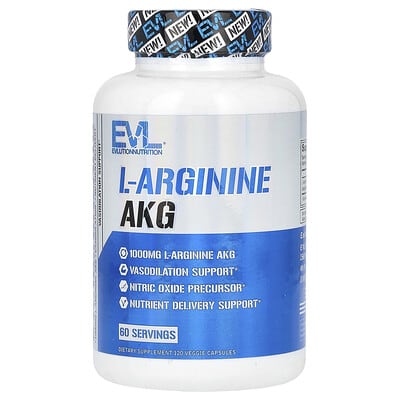 EVLution Nutrition, L-Arginine AKG, 120 Veggie Capsules (500 mg per Capsule)
