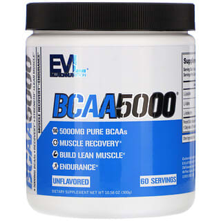 EVLution Nutrition, BCAA5000, Unflavored, 10.58 oz (300 g)