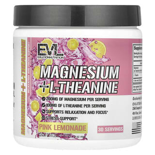 EVLution Nutrition, Magnésium + L-théanine, Limonade rose, 90 g