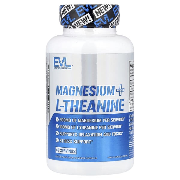 EVLution Nutrition, Magnesium plus L-Theanine, 90 Veggie Capsules — product photo 1