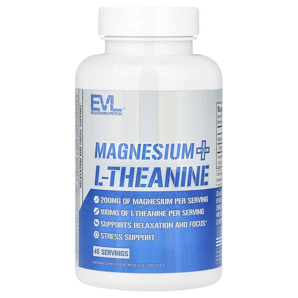 EVLution Nutrition Magnesium Plus L-Theanine, 90 Veggie Capsules