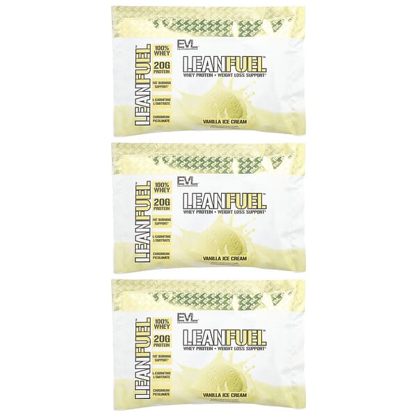 EVLution Nutrition, LeanFuel™,香草冰淇淋味,3 包,每包 0.96 盎司(27.1 克)