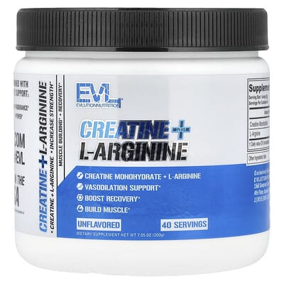 EVLution Nutrition, Creatine + L-Arginine, Unflavored, 7.05 oz (200 g)