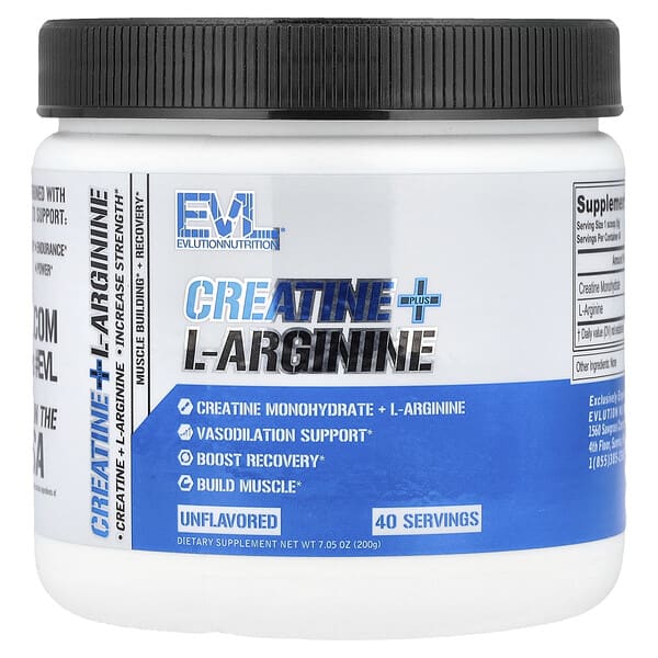 EVLution Nutrition, Creatine + L-Arginine, Unflavored, 7.05 oz (200 g)