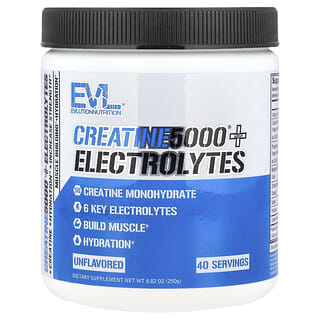 EVLution Nutrition, Creatine5000® con electrolitos, Sin sabor, 250 g (8,82 oz)