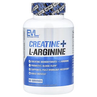 EVLution Nutrition, Creatina con L-arginina, 120 cápsulas vegetales