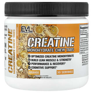 EVLution Nutrition, Comprimidos masticables de monohidrato de creatina, Naranja, 90 comprimidos