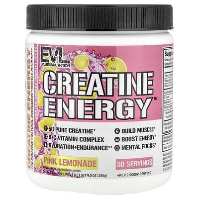 EVLution Nutrition, Creative Energy™, Pink Lemonade, 9 oz (225 g)