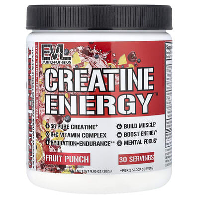 EVLution Nutrition, Creative Energy™, Fruit Punch, 9.95 oz (282 g)