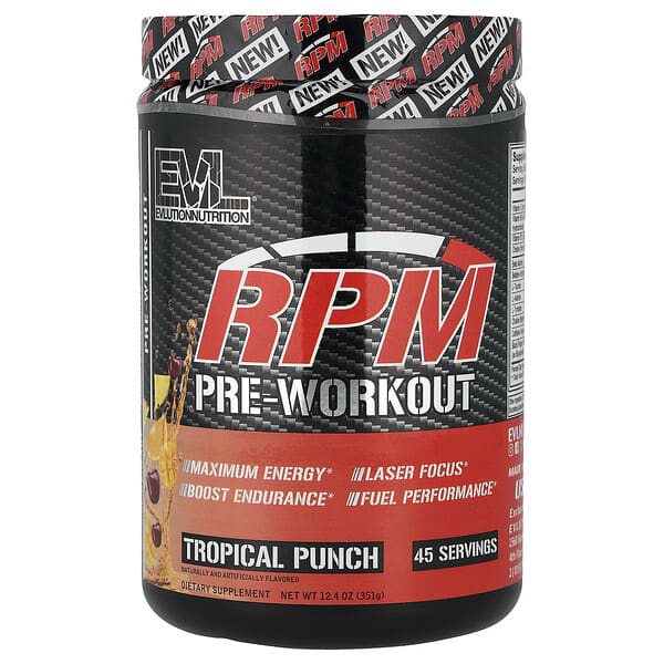 EVLution Nutrition RPM Pre-Workout, Tropical Punch, 12.4 oz (351 g)