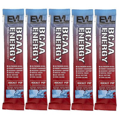 EVLution Nutrition, BCAA Energy®, Rocket Pop, 5 Pack, 0.33 oz (9.4 g) Each