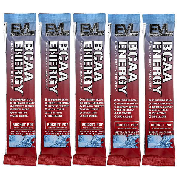 EVLution Nutrition, BCAA Energy®, 로켓 팝, 5팩, 각 9.4g(0.33oz)
