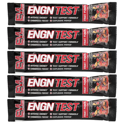 EVLution Nutrition, ENGN® Test, Mixed Fruit Flavor, 5 Pack, 0.34 oz (9.5 g) Each