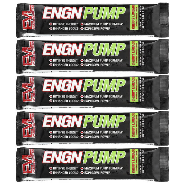 EVLution Nutrition, ENGN® 펌프, 체리 라임에이드, 5팩, 각 9g(0.32oz)