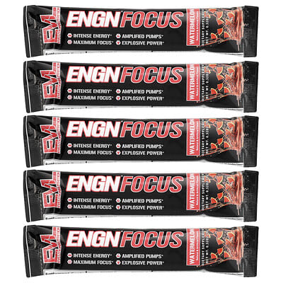 EVLution Nutrition, ENGN® Focus, Watermelon, 5 Packets, 0.32 oz (9 g) Each