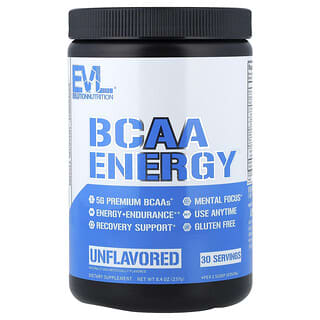 EVLution Nutrition, BCAA Energy®, Suplemento alimentario, Sin sabor, 237 g (8,4 oz)