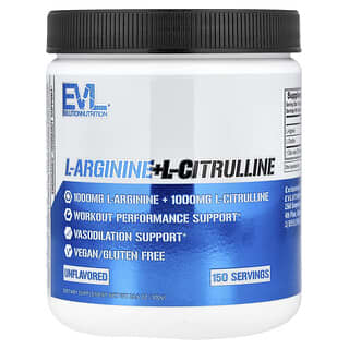 EVLution Nutrition, L-Arginine + L-Citrulline, Unflavoured, 10.6 oz (300 g)